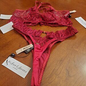For Love And Lemons Red Thong set NWT Bra S & Thong XS